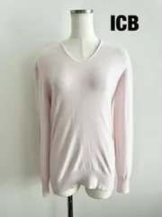 ICB　アイシービー [カシミヤ混] Teresa Vネックニット 定価17,600円　XSサイズ　ピンク　カシミヤ混　シンプル　長袖　可愛い　送料込み　6462356