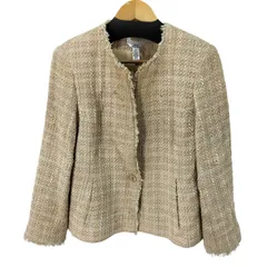 タルボット TALBOTS USA製 ノーカラーツイードジャケット レディース  8