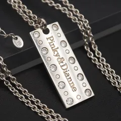 L956 Pinky＆Dianne ピンキーアンドダイアン SILVER925刻印 ペンダント ネックレス ロゴ ダイヤモンド風 プレート デザイン シルバー