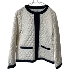 DD125【美品】So close ディノス キルティングジャケット ノーカラージャケット ホワイト サイズM