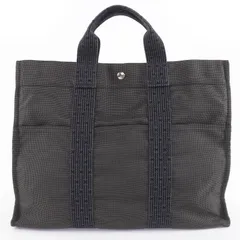 美品☆HERMES エルメス エールライン MM カデナ・鍵付 セリエ金具 キャンバス トートバッグ ハンドバッグ グレー フランス製 レディース