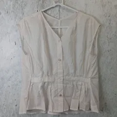 SENSE OF PLACE by URBAN RESEARCH ウエストギャザーブラウス 半袖 ノースリーブ レディース ストライプ ホワイト×ピンク □〇