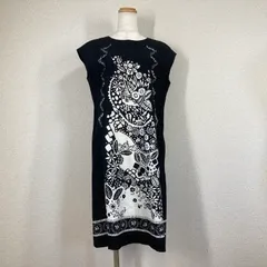 【アルチザン】ワンピース　ARTISAN 11　L　白　黒　スパンコール　総柄　バイカラー ひざ丈　奇抜　シルク　絹 丸首　クルーネック Y2Kのサムネイル
