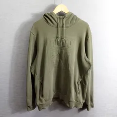PUMA プーマ パーカー フーディ プルオーバー エンボス ロゴ フロント スウェット 裏起毛 スポーツ カーキ系 XL A294