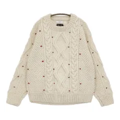 SLOBE IENA embroideryハンドニット 定価25300円 セーター ニット 25AW オフホワイト ナチュラル レディース スローブイエナ【中古】6-0106T♪