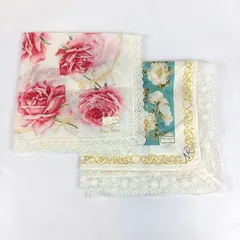 未使用 NINA RICCI ニナリッチ 花柄ハンカチ 2枚セット レース 上品 エレガント ホワイト系 グリーン系 新品 ブランド