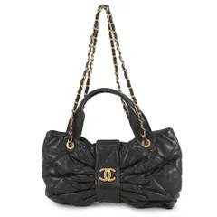 シャネル ハンドバッグ マトラッセ ココマーク リボン ボウ バッグ ラムスキン AS5851 CHANEL 黒 2way