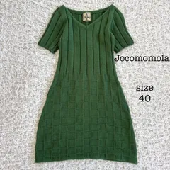 Jocomomola ホコモモラ　半袖ニットワンピース　チュニック　ウール100%  グリーン　サイズ40