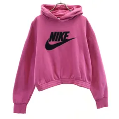 NIKE ナイキ 長袖 ショート丈 スウェットパーカー L ピンク レディース 古着