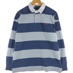 古着 ラルフローレン Ralph Lauren POLO RALPH LAUREN CUSTOM FIT ボーダー柄 長袖 ラガーシャツ メンズXL相当/eaa538026