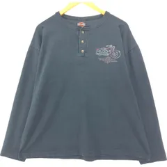 古着 90年代 ハーレーダビッドソン Harley-Davidson 鷲柄 イーグル柄 バックプリント ヘンリーネック ロングTシャツ ロンT/eaa549978