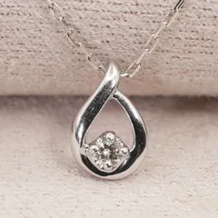 4℃ K10WG ダイヤモンド ドロップ ネックレス ペンダント/25-2895