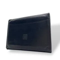 ロエベ LOEWE アナグラム レザー 二つ折り財布 黒 ブラック コンパクトウォレット メンズ レディース ヴィンテージ W4