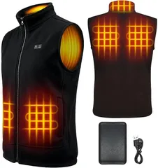 HUAJUN 電熱ベスト 加熱 ヒーターベスト 3段階温度調節 USB給電式 速暖 保温 軽量 メンズ レディース 加熱服 男女兼用 水洗い可能 省エネ オフィス 通勤 通学 (ブラック,  XL)