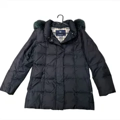 超美品 Burberry バーバリー ノバチェック ファー ダウン ジャケット アウター レディース 9号 ブランド ファッション m15424
