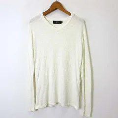 アズールバイマウジー AZUL by moussy ニット セーター Vネック パイル起毛 長袖 S オフ白 美品