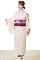 色無地 着物 洗える着物 袷 単品 仕立て上がり 12カラー S/M/L/TL/BL PO-28 薄黄