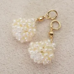 アガット K10 淡水パール パヴェボール ピアスチャーム/25-2942