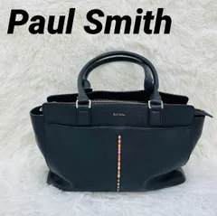 Paul Smith ポールスミス トートバッグ ハンドバッグ インセットストライプロゴ ブラック 本革レザー マルチストライプ A4サイズ