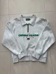 L デニム ティアーズ ハーフジップアップ スウェット
