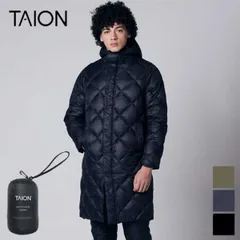 タイオン シティ フード ロングダウンジャケット TAION-106COCI メンズ レディース ユニセックス ブラック/ネイビー/オリーブ S/M アウター 800FP 高密度ナイロン ロング丈 パッカブル 軽量 保温 (251031)
