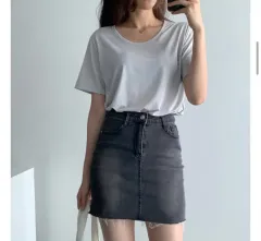 ブラックデニム ミニスカート S