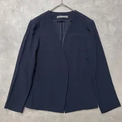 theory luxe　セオリー リュクス　ノーカラージャケット　アセテート　ポリエステル　ネイビー　日本製　レディース　S　a01088