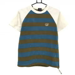 【美品】パーリーゲイツ フリースTシャツ 白×ターコイズブルー×ブラウン 身頃ボーダー  レディース 1(M) ゴルフウェア PEARLY GATES