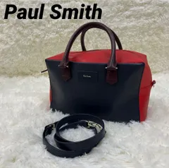 Paul Smith ポールスミス ハンドバッグ 2way カラーブロック ネイビー レッド トート 斜め掛け バイカラー レディース 本革 レザー