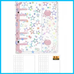 【特価商品】シール帳 透明 A6 196x132mm ポケットリフィル10枚 女の子 はがせる PERZUMI 詰め替え 6穴 シール バインダー シール収納 推し活グッズ (キラキラピンク）