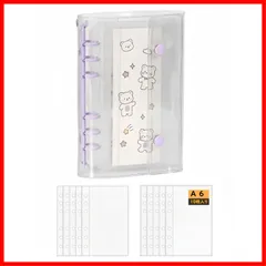 【在庫処分】推し活グッズ シール収納 ポケットリフィル10枚付き 詰め替え はがせる 196x132mm 大きめ 6穴 (パープル） バインダー a6 透明 女の子 シール帳 PERZUMI