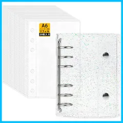 【数量限定】クリアバインダー 小物整理 シール手帳 シール 推し活グッズ はがせる 6穴クリアバインダ （クリアラメA6バインダー 女の子 × 透明 シール帳 厚手PPフィルム(20枚入り)19.5*13CM） SONGSONG