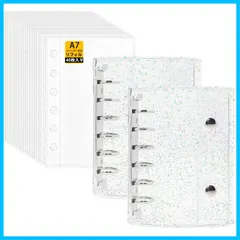 【人気商品】はがせる シール手帳 5穴クリアバインダ クリアバインダー 女の子 小物整理 透明 推し活グッズ 2個 （クリアラメA7バインダー シール帳 × SONGSONG 厚手PPフィルム(40枚入り)14.5*11CM）