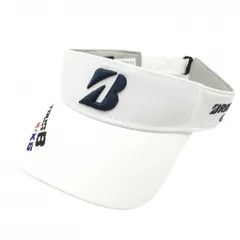 【美品】ブリヂストン サンバイザー 白×ネイビー ロゴ刺しゅう  フリーサイズ(約56～59㎝)   ゴルフウェア Bridgestone