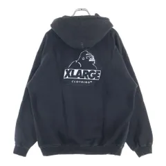 X-LARGE (エクストララージ) Logo Embroidery Hoodieロゴエンブロイダリーフーディー ロゴ刺繍プルオーバーパーカー 101224012036 ブラック