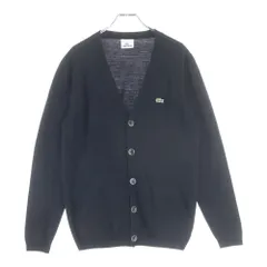LACOSTE (ラコステ) 胸ロゴ ウールニットカーディガン ブラック
