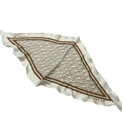 COACH(コーチ) スカーフ新品同様  スタックド コーチ プリント シルク ダイヤモンド スカーフ CE466 ベージュ×ブラウン×白