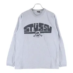 STUSSY (ステューシー) SKULL LOGO L/S TEE スカル フロントロゴプリントTシャツ メキシコ製 長袖クルーネックカットソー グレー