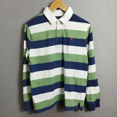 POLO RALPH LAUREN ポロ ラルフローレン ラガー シャツ ボーダー ハーフ ボタン 長袖 コットン グリーン系 ネイビー系 A298