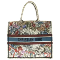 Christian Dior (クリスチャンディオール) BOOK TOTE ブックトート ラージ ゾディアック柄刺繍 キャンバス トートバッグ マルチカラー アイボリー M1286ZRHP