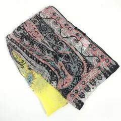 L エトロ ETRO ストール リネン シルク ペイズリー柄 麻 絹 スカーフ イタリア製 美品 51217Z34-12