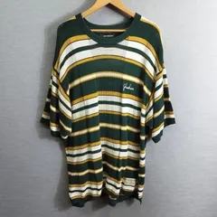 JACKROSE ジャックローズ SKOOKUM 透かし網 ボーダー ニット TEE ビッグ シルエット グリーン系 A273のサムネイル