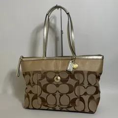 2601-5｜美品｜コーチ シグネチャー トートバッグ シャンパンゴールド