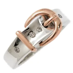 (ラスト1点) 0.04ct/ベルトモチーフ･ダイヤモンドリング･指輪/Sv925×K18/750コンビ-4.4g/10号/#50/シルバー×ゴールド 翌日配送可【♀】【S】【レディース】★■592824【中古】