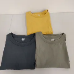 【TAKA62-80】◇ UNIQLO ユニクロ UNIQLO U ユニクロ ユー ｢クールネック 半袖 Tシャツ｣ メンズ XXL マスタードイエロー&ブラック&カーキ 3枚セット