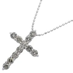 (ラスト1点) 0.85ct/クロスモチーフ 11P･ダイヤモンド ネックレス･ペンダント/K18(WG無)-2.4g/ホワイトゴールド/プレゼント/記念日【♀】【S】【レディース】★■596908【中古】