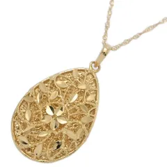 (ラスト1点) 透かしフラワーデザイン ドロップモチーフ ネックレス･ペンダント/K18YG/750-2.5g/イエローゴールド/プレーン/プレゼント【♀】【N】【レディース】★■598041【中古】