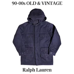 古着 90s~00s Ralqh Lauren POLO JEANS Military Hooded Jacket ラルフローレン ポロ ジーンズ フーデッド フィールド ジャケット ネイビー L 当時物 ヴィンテージ ビンテージ 90年代 00年代 茄子紺