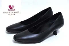 【定価2万3100円】新品 SUCCESS WALK サクセスウォーク パンプス【23.5cm】【24cm】 3E WFN050 スクエア ブラック ワコール 5cm ヒール 通勤