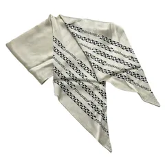 CHANEL(シャネル) スカーフ美品  - アイボリー×黒 チェーン柄